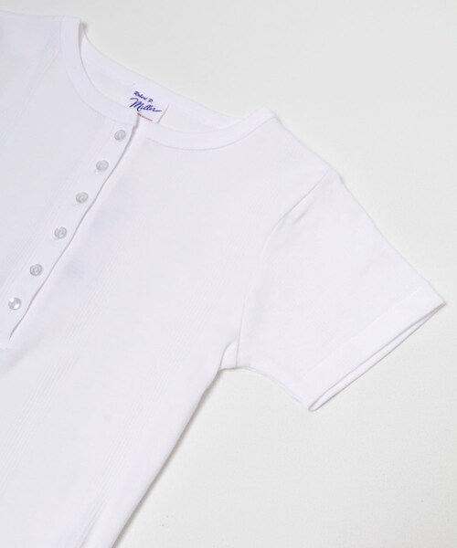 KBF（ケイビーエフ）の「Miller　Panel ribbed Henley tee（Tシャツ/カットソー・レディース・WHITE/BLK-W3/CGRY・Free）」の6枚目の写真