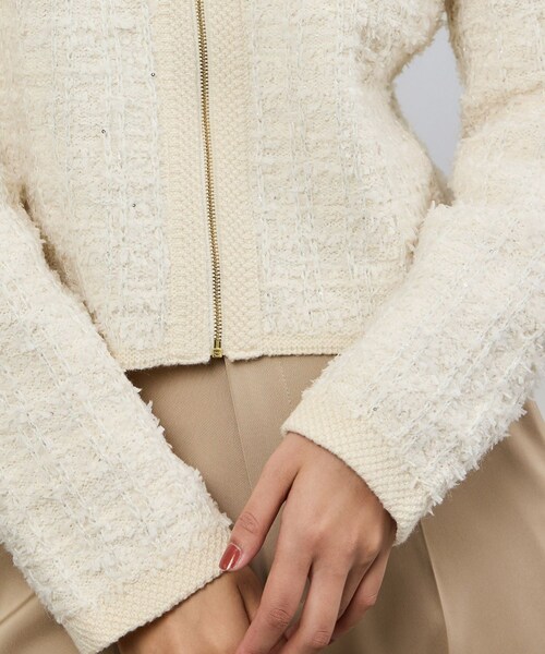 ROPE'（ロペ）の「ツイードZIPノーカラーカーディガン/イージーケア（カーディガン/ボレロ・レディース・ブラウン/キナリ/ブラウン系・F）」の21枚目の写真