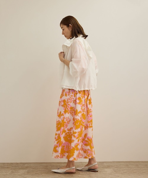 ROPE'（ロペ）の「【DEVEAUX（デヴォー）】別注ボカシフラワーウエストギャザーワンピース/洗える（ワンピース・レディース・ブラウン系/オレンジ系・F）」の13枚目の写真