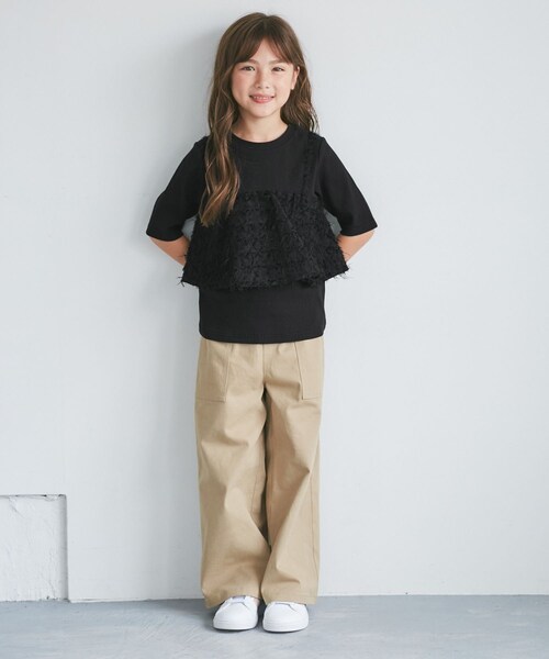 ROPE' PICNIC(ロペピクニック)の「【KIDS/キッズ】ビスチェドッキングカットソー(Tシャツ/カットソー・キッズ・ブラック/キナリ・L/M/S)」の8枚目の写真