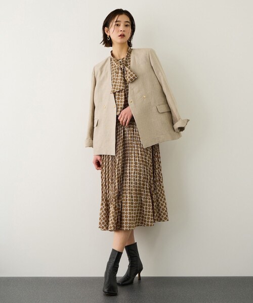 ROPE'（ロペ）の「ship's rope' オリジナルプリントプリーツタイワンピース（シャツワンピース・レディース・キャメル/ネイビー・36/38）」の18枚目の写真