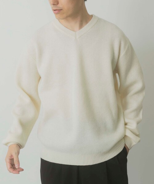ITEMS URBANRESEARCH（アイテムズ アーバンリサーチ）の「タスマニア メリノウール100 Vネックニット（ニット/セーター・メンズ・WHT/BEG/MTD/DARK BLUE/BGD/CHA・M/L）」の16枚目の写真