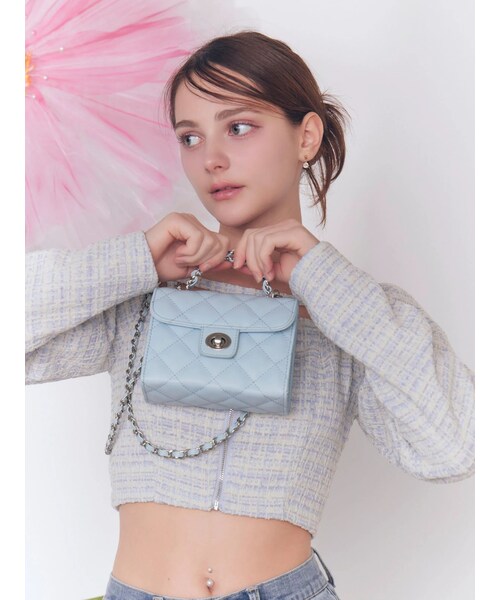 EATME（イートミー）の「キルティングミニショルダーバッグ（ハンドバッグ・レディース・オフホワイト/ブラック/イエロー/ブルー・F）」の6枚目の写真