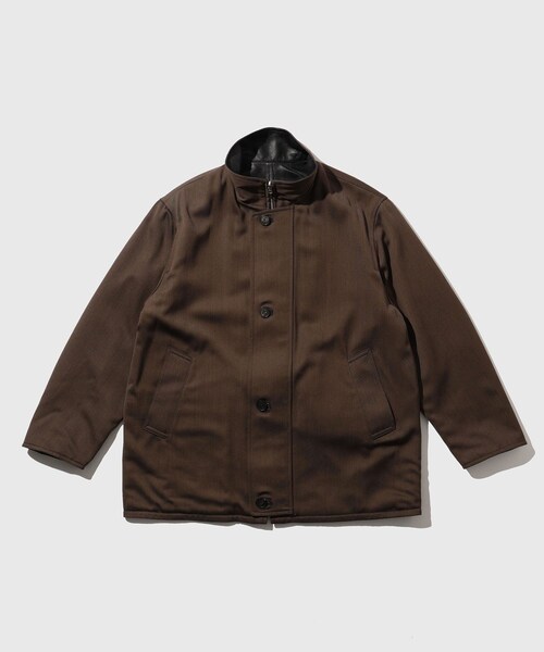 ADAM ET ROPE'（アダムエロペ）の「【AURALEE/オーラリー】REVERSIBLE WOOL TWISTED TWILL / SHEEP LEATHER HALF COAT（ダウンジャケット/コート・メンズ・ダークブラウン・3/4）」の3枚目の写真