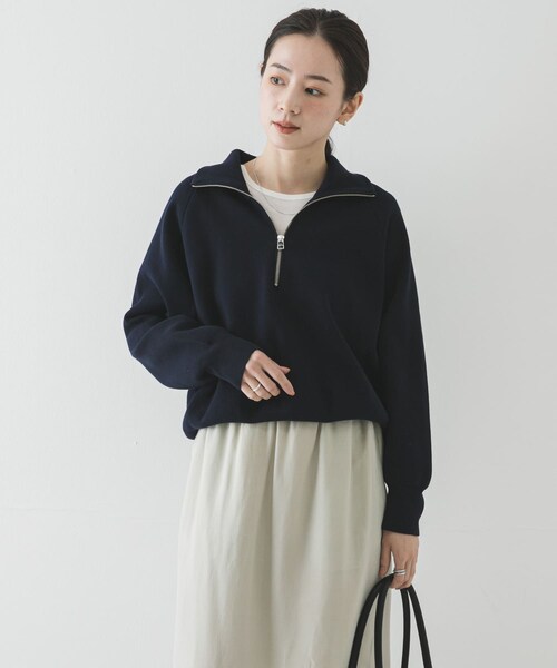 URBAN RESEARCH（アーバンリサーチ）の「ハーフジップスウェットニット（スウェット・レディース・OFF WHITE/YELLOW/NAVY・Free）」の17枚目の写真