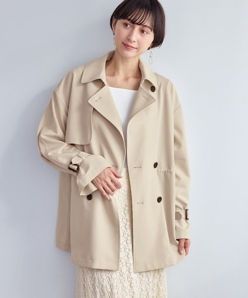 ROPE' PICNIC(ロペピクニック)の「ミドル丈トレンチコート/撥水・花粉ガード(トレンチコート・レディース・ベージュ/カーキ/ネイビー・F)」の1枚目の写真