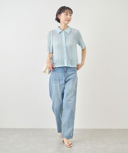 ROPE' PICNIC(ロペピクニック)の「【ちゃんと+かわいい保証】カットレースポロトップス/リンクコーデ(シャツ/ブラウス・レディース・ブラック/ホワイト/サックス・F)」の19枚目の写真