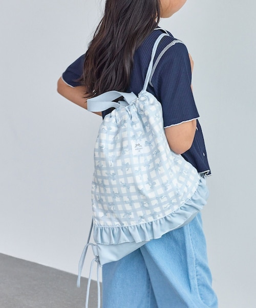 ROPE' PICNIC(ロペピクニック)の「【KIDS/キッズ】チェック×リボン柄ナップザック(バックパック/リュック・キッズ・サックス/ラベンダー系・F)」の6枚目の写真