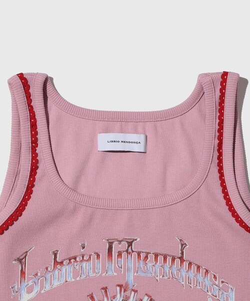 ADAM ET ROPE'（アダムエロペ）の「【LIBRIO MENDONCA/リブリオ メンドンサ】RIB FITTED TANK TOP（タンクトップ・メンズ・ブラック/ピンク・S）」の4枚目の写真