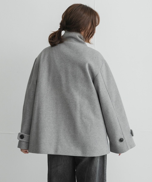 URBAN RESEARCH Sonny Label（アーバンリサーチサニーレーベル）の「メルトンジャージースタンドカラーコート（テーラードジャケット・レディース・L.グレー/チャコールグレー/モカ・Free）」の17枚目の写真