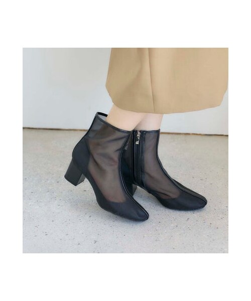 noyau(ノヤウ)の「ノヤウ noyau ブロックヒールチュールブーツ (ブーツ・レディース・BG/BL/SV/WH・S/22.5cm/M/23.5cm/L/24.5cm/LL/25cm)」の8枚目の写真