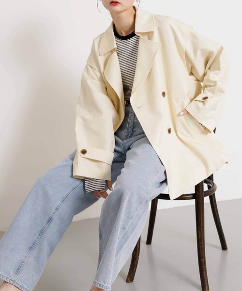 SENSE OF PLACE by URBAN RESEARCH（センスオブプレイスバイアーバンリサーチ）の「2WAYショートトレンチコート（ステンカラーコート・レディース・IVORY/BEIGE・one）」の5枚目の写真