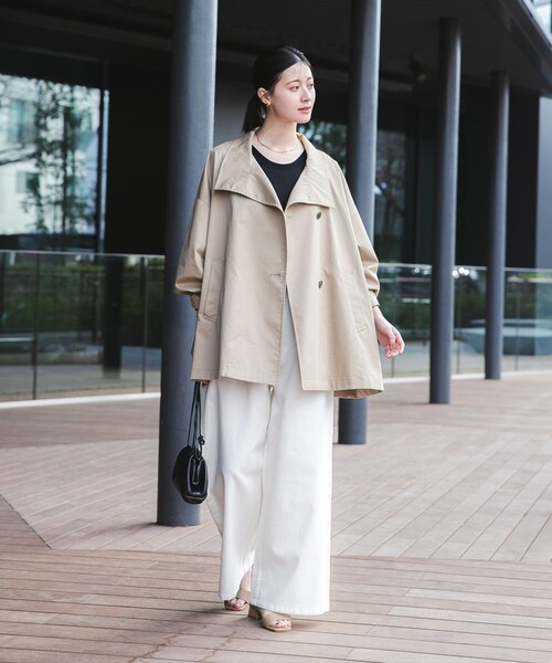 URBAN RESEARCH（アーバンリサーチ）の「スタンドカラーミドル丈トレンチコート（ステンカラーコート・レディース・BEIGE/NAVY・36/38）」の14枚目の写真