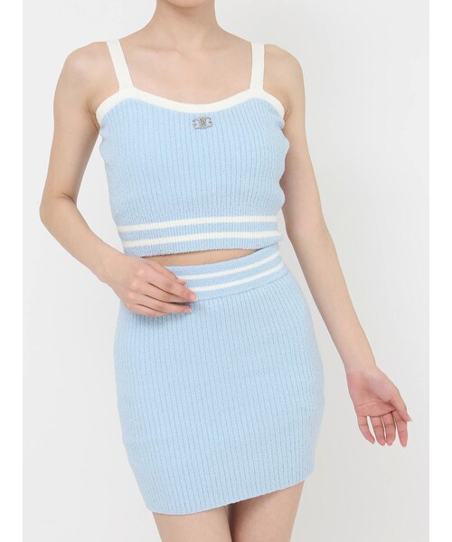 GYDA（ジェイダ）の「ラインパイルニットビスチェ（キャミソール・レディース・ブラック/スカイブルー/オフホワイト・F）」の8枚目の写真