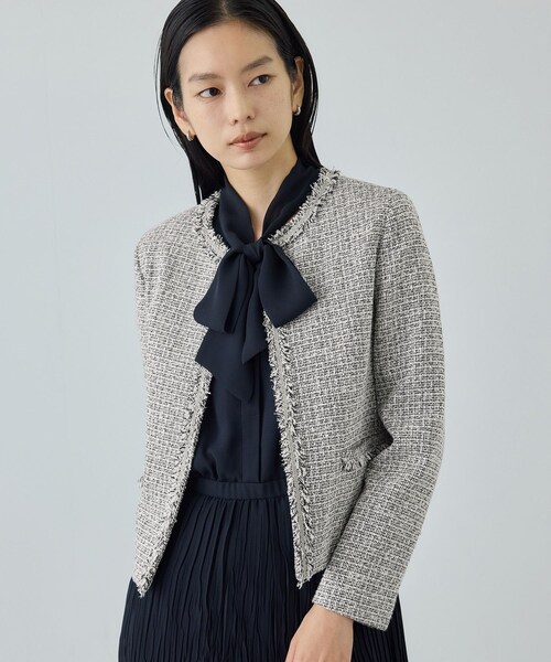 ROPE'（ロペ）の「ミックスツイードノーカラージャケット/26SS（ノーカラージャケット・レディース・ブラック系/オフホワイト/ネイビー・36/38/40）」の13枚目の写真