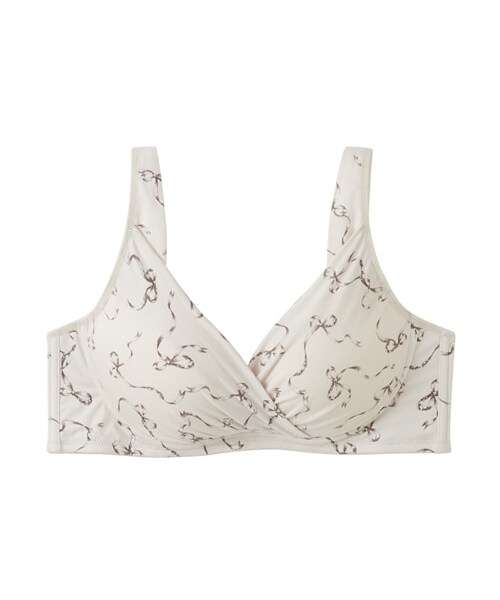 nissen（ニッセン）の「【マタニティインナー】レーヨンベア天竺　リボン柄授乳ブラ（産前・産後）（マタニティウェア/グッズ・レディース・アイボリー/チャコール・マタニティM/マタニティL）」の3枚目の写真