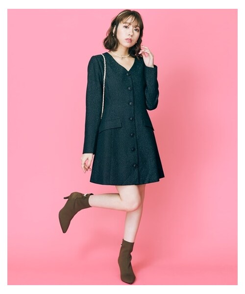 nissen（ニッセン）の「大きいサイズ コートワンピース marun（ワンピース・レディース・千鳥格子/黒(ラメ)・L/LL/3L/4L/5L/6L/8L/10L）」の13枚目の写真