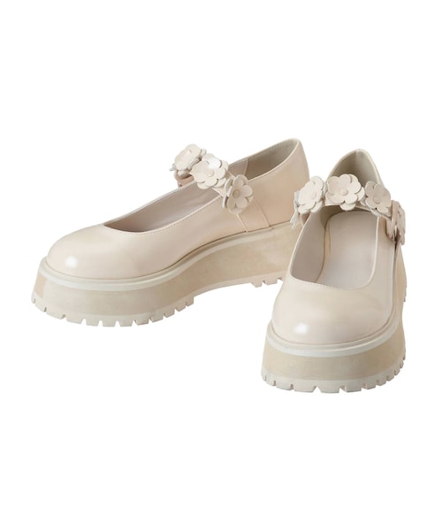 merry jenny / flowerストラップシューズ / ブラック / M merry jenny（メリージェニー）の「flowerストラップシューズ