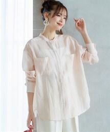 nissen | 大きいサイズ　バンドカラーシアーシャツ　miclat(シャツ/ブラウス)