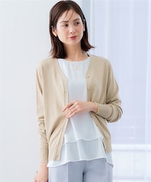 nissen | 【ひんやり接触冷感】抜け感Vネックカーディガン(UVカット・毛玉になりにくい)<大きいサイズ有>(カーディガン/ボレロ)