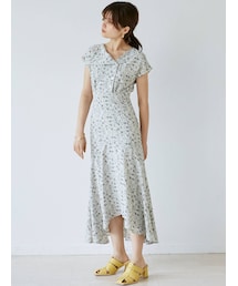 LAGUNAMOON | フラワーアシンメトリーカラーワンピース(ワンピース)