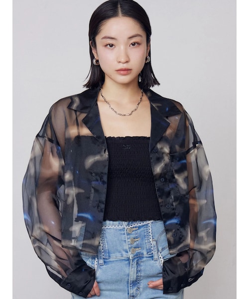 EMODA（エモダ）の「エアリーショートシャツ（シャツ/ブラウス・レディース・ライトミックス/ミックス/ホワイト・F）」の22枚目の写真