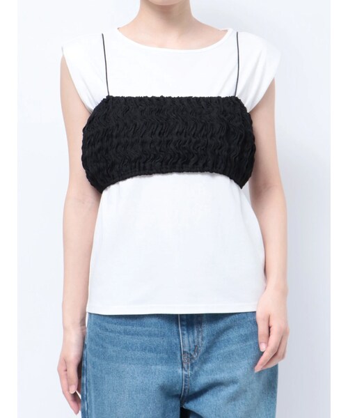 LAGUNAMOON（ラグナムーン）の「シャーリングブラトップ（その他トップス・レディース・アイボリー/ブラック/ホワイト・F）」の7枚目の写真