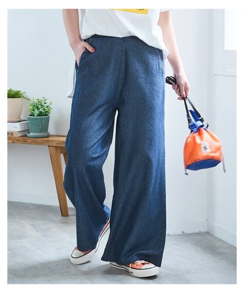 nissen（ニッセン）の「＜大きいサイズ＞綿100％楽ちんデニムガウチョパンツ（ゆったりヒップ）（パンツ・レディース・ユーズドブルー/インディゴブルー・L/LL/3L/4L/5L/6L/8L/10L）」の6枚目の写真