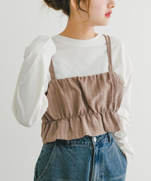 ITEMS URBANRESEARCH(アイテムズ アーバンリサーチ)の「ストライプシャーリングビスチェ(その他トップス・レディース・L.BEIGE/BRN・FREE)」の13枚目の写真