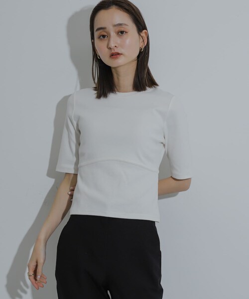 SENSE OF PLACE by URBAN RESEARCH(センスオブプレイスバイアーバンリサーチ)の「ウエストリブコンパクトトップ(Tシャツ/カットソー・レディース・L.GRAY/IVORY/BLACK/RED・one)」の6枚目の写真