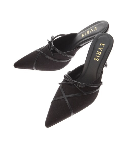 EVRIS（エヴリス）の「バイカラーヒールサンダル（パンプス・レディース・ブラック/ベージュ/カーキ・S/M/L）」の2枚目の写真