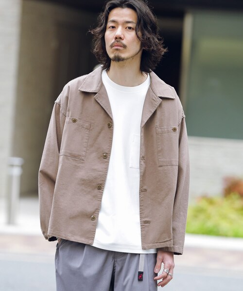 URBAN RESEARCH Sonny Label（アーバンリサーチサニーレーベル）の「CHEF JACKET（カバーオール・メンズ・カーキ/アイボリー/ブラック/ブラウン/ヒッコリー/オンブレ/グレージュCH・M/L）」の8枚目の写真
