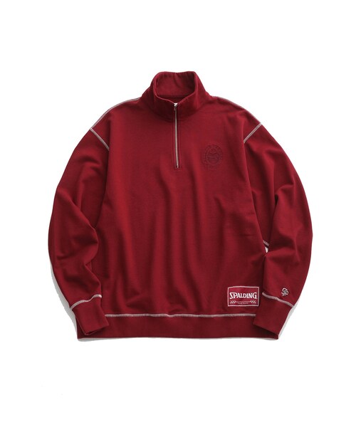 ADAM ET ROPE'（アダムエロペ）の「《別注》【SPALDING/スポルディング】EMBROIDERY HALF ZIP POLO SWEAT / UNISEX（スウェット・メンズ・ブラック/ライトグレー/ワイン・L/M）」の5枚目の写真
