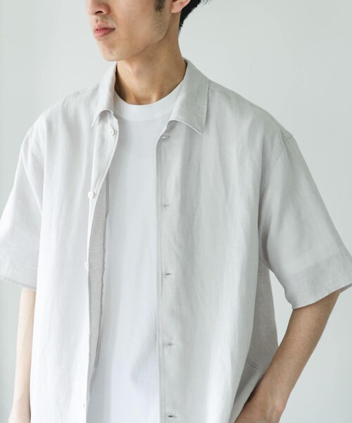 URBAN RESEARCH DOORS(アーバンリサーチドアーズ)の「カバーリングリネン キャンプカラーシャツ(シャツ/ブラウス・メンズ・L.GRAY/DARK NAVY/OLV CHECK・M/L)」の10枚目の写真