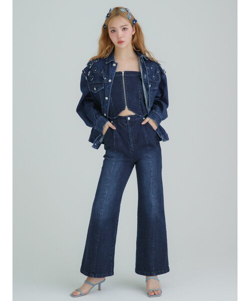 CALNAMUR（カルナムール）の「BACK RIBBON DENIM ALL IN ONE/バックリボンデニムオールインワン（つなぎ/オールインワン・レディース・アイスブルー/インディゴ・S/M）」の11枚目の写真