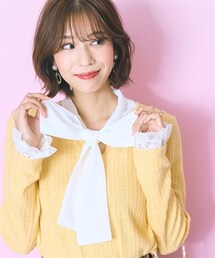 marun | ＜大きいサイズ＞ボータイ袖レースニットソー marun(Tシャツ/カットソー)