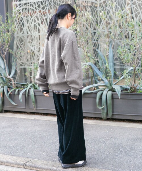 EKAL（エカル）の「パイル編みクルーニット（ニット/セーター・レディース・グレージュ/ネイビー・One）」の10枚目の写真