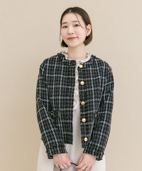 URBAN RESEARCH ROSSO（アーバンリサーチロッソ）の「『WEB限定』ツイードノーカラージャケット（ノーカラージャケット・レディース・OFF/BLACK・Free）」の20枚目の写真