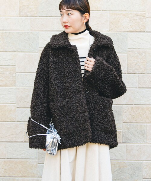 URBAN RESEARCH（アーバンリサーチ）の「ECOPELカーリーファーコート（テーラードジャケット・レディース・IVORY/D.BROWN・FREE）」の17枚目の写真