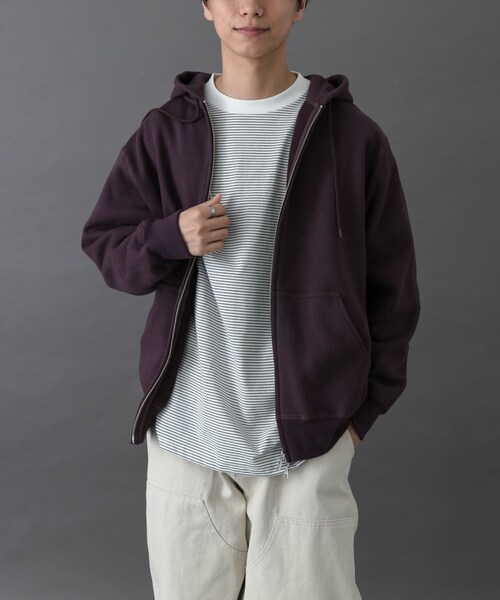 URBAN RESEARCH DOORS（アーバンリサーチドアーズ）の「FORK&SPOON　リサイクルコットン裏毛ジップフーディー（パーカー・メンズ・DARKPURPLE/BLACK・4/5）」の18枚目の写真