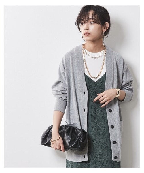 nissen（ニッセン）の「大きいサイズ 綿100％ハイツイストVネックカーディガン シックスタイル（カーディガン/ボレロ・レディース・ベージュ/グレー/ネイビー・L/LL/3L/4L/5L/6L/8L/10L）」の6枚目の写真