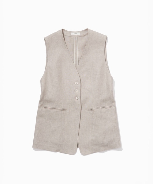 ROPE'（ロペ）の「リネン3ボタンジレ/セットアップ対応（ベスト・レディース・ダークブラウン系/ベージュ・F）」の6枚目の写真