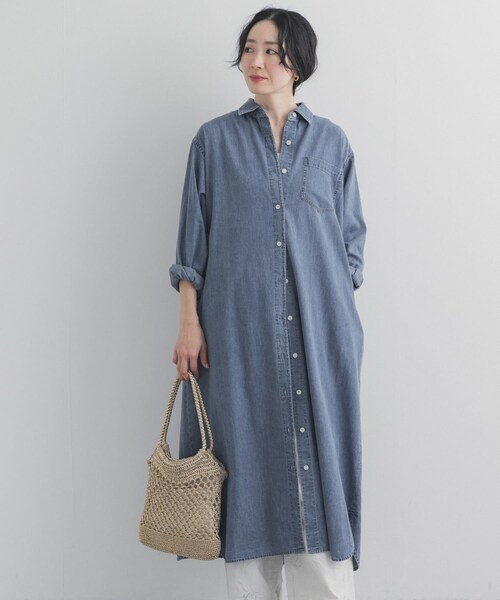 URBAN RESEARCH DOORS(アーバンリサーチドアーズ)の「ライトコットンデニムシャツワンピース(ワンピース・レディース・L.INDIGO/INDIGO・Free)」の5枚目の写真