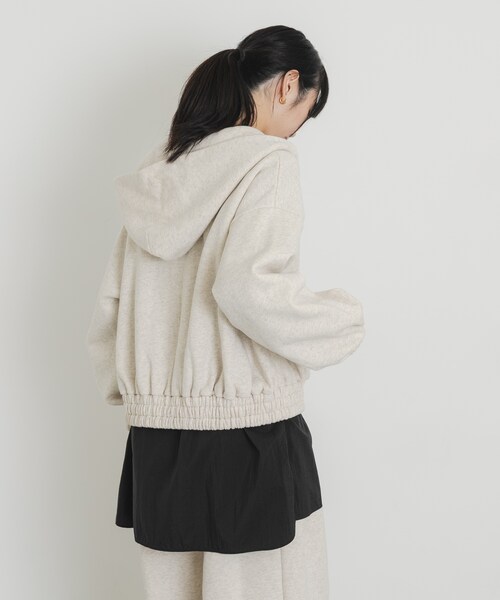 EKAL（エカル）の「ボタニルプライム裏起毛ZIPパーカー（パーカー・レディース・シロ杢/ブラック・one）」の7枚目の写真