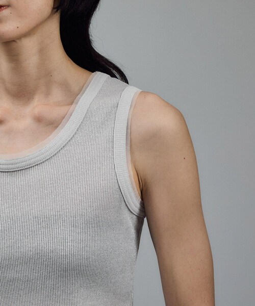 ADAM ET ROPE'（アダムエロペ）の「【WEB限定】ラメリブタンク（タンクトップ・レディース・ブラック/グレー/オフホワイト・F）」の22枚目の写真