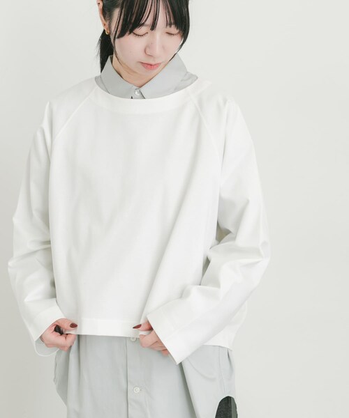EKAL(エカル)の「シルケットコットンロングスリーブTシャツ(Tシャツ/カットソー・レディース・オフ/ネイビー・One)」の3枚目の写真