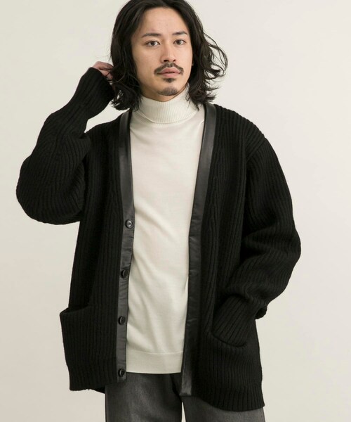 URBAN RESEARCH(アーバンリサーチ)の「COSEI 5G両畦 CARDIGAN(カーディガン/ボレロ・メンズ・BLACK/BROWN・2/3)」の6枚目の写真