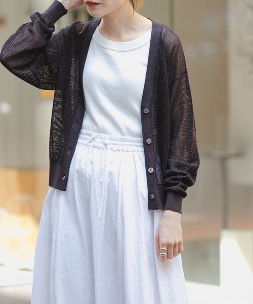 URBAN RESEARCH DOORS（アーバンリサーチドアーズ）の「FORK&SPOON　ペーパーニットカーディガン（カーディガン/ボレロ・レディース・IVORY/BROWN/BLUE・1）」の18枚目の写真