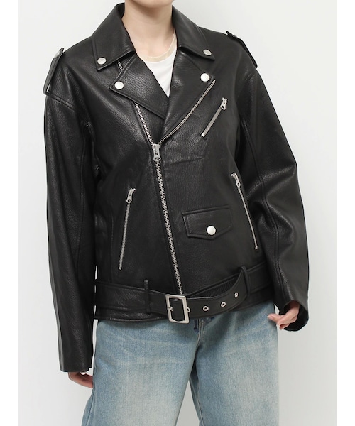 jouetie（ジュエティ）の「【PosTokyo】Real leather riders（ライダースジャケット・レディース・ブラック・M）」の3枚目の写真