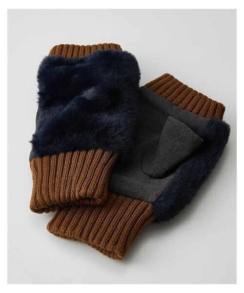 nissen（ニッセン）の「ファー×フリースバイカラーハンドウォーマー（手袋・メンズ・ネイビー系/カーキ系/ベージュ系・Y）」の4枚目の写真